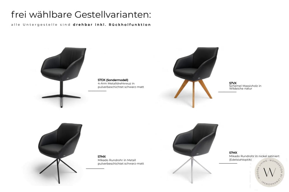 4 Esszimmerstühle Modell 1250 in Leder X Happy gold Koinor