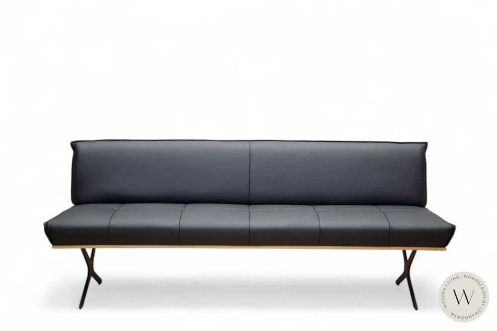 Diningsystem Bank + 4 Stühle in Leder B Bull nero Koinor