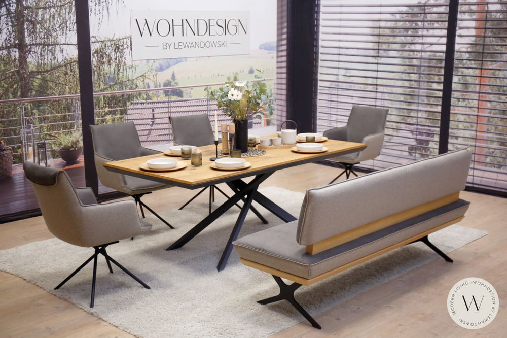 Diningsystem Bank + 4 Stühle in Mikrofaser Zenit Koinor