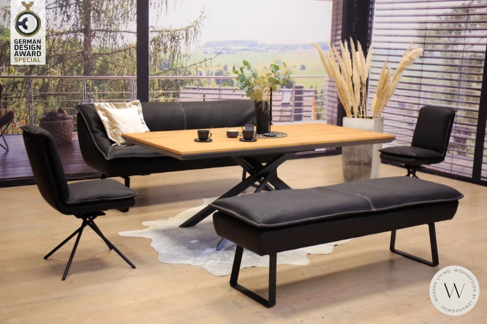 Dinnergruppe Modell Alino in Leder Naturo quartz Koinor
