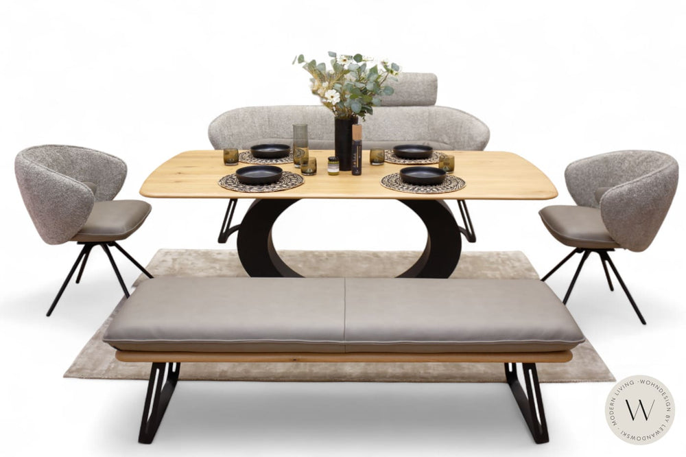 Dinnergruppe Modell Renio inkl. 2 Stühle in Leder Koinor