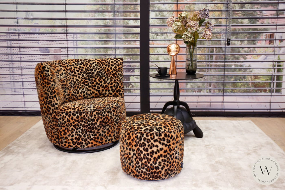 Dreh- & Schaukelsessel Marlene inkl. Hocker Stoff Jaguar Kupfer Bullfrog