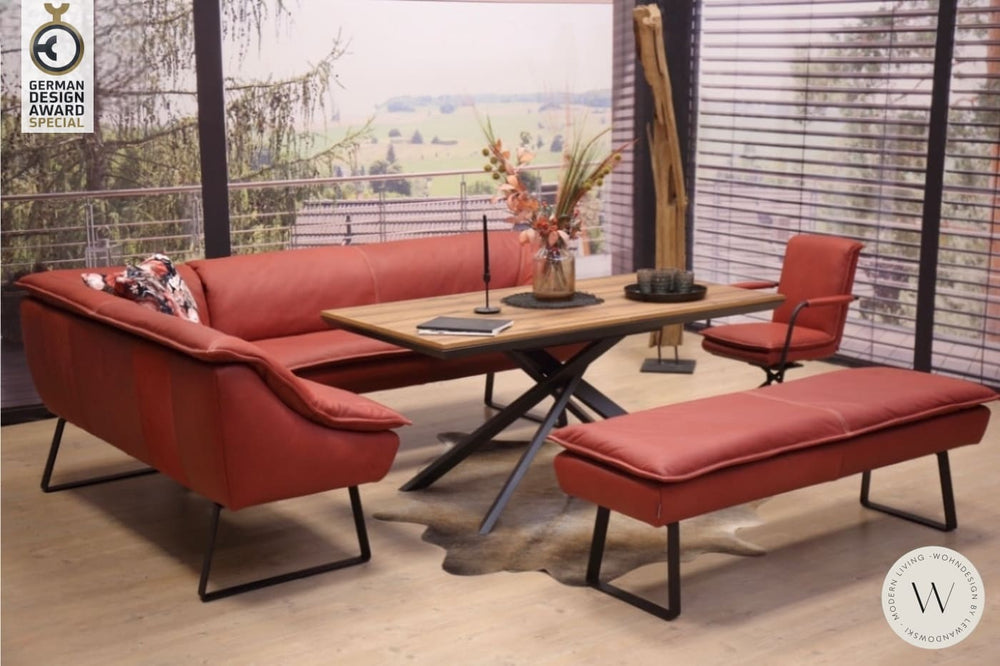 Eckbank Modell Alino in Leder A India chilli Koinor