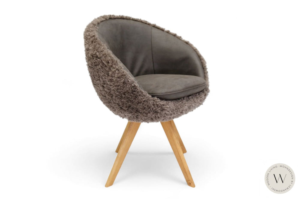 Esszimmerstuhl Modell 1291 Mikrofaser Bison / Stoff Doodle / Schemel in Massivholz Koinor