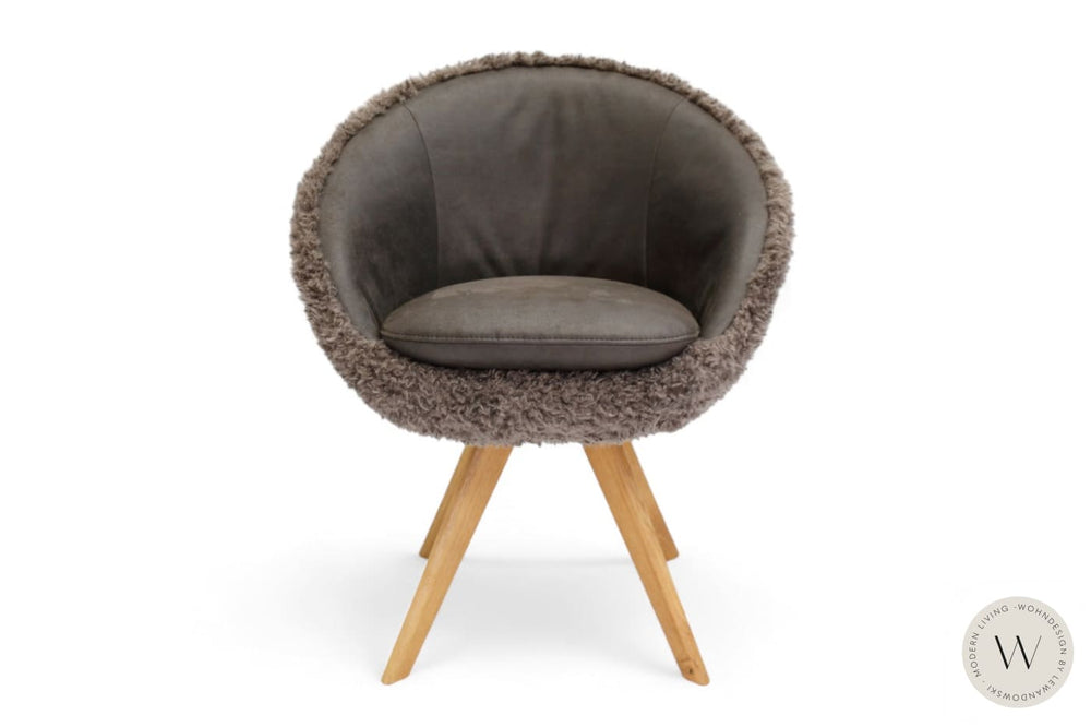 Esszimmerstuhl Modell 1291 Mikrofaser Bison / Stoff Doodle / Schemel in Massivholz Koinor