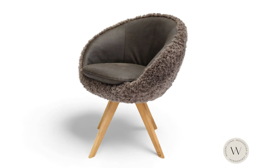 Esszimmerstuhl Modell 1291 Mikrofaser Bison / Stoff Doodle / Schemel in Massivholz Koinor