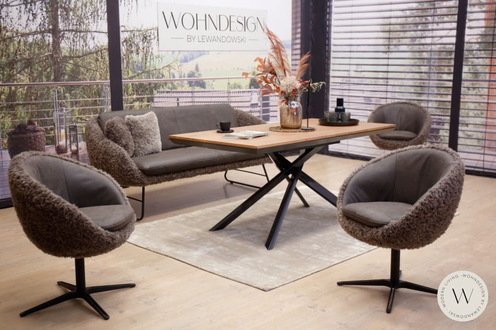 Esszimmerstuhl Modell 1291 Mikrofaser Bison / Stoff Doodle / Schemel in Massivholz Koinor