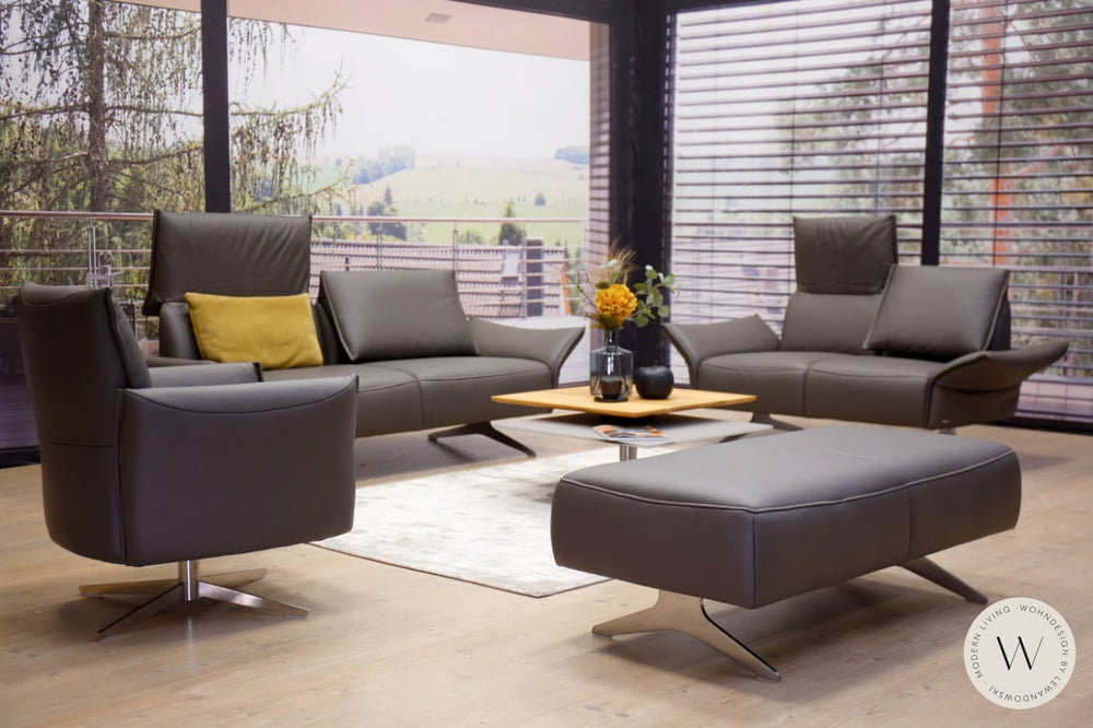 Sofagarnitur Modell Vineto in Leder B Bull carbone Koinor