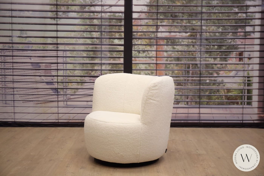 1x Dreh- & Schaukelsessel Donna inkl. Hocker in Stoff Smart lamb Bullfrog