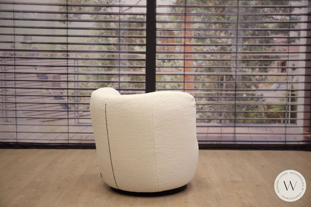 1x Dreh- & Schaukelsessel Donna inkl. Hocker in Stoff Smart lamb Bullfrog