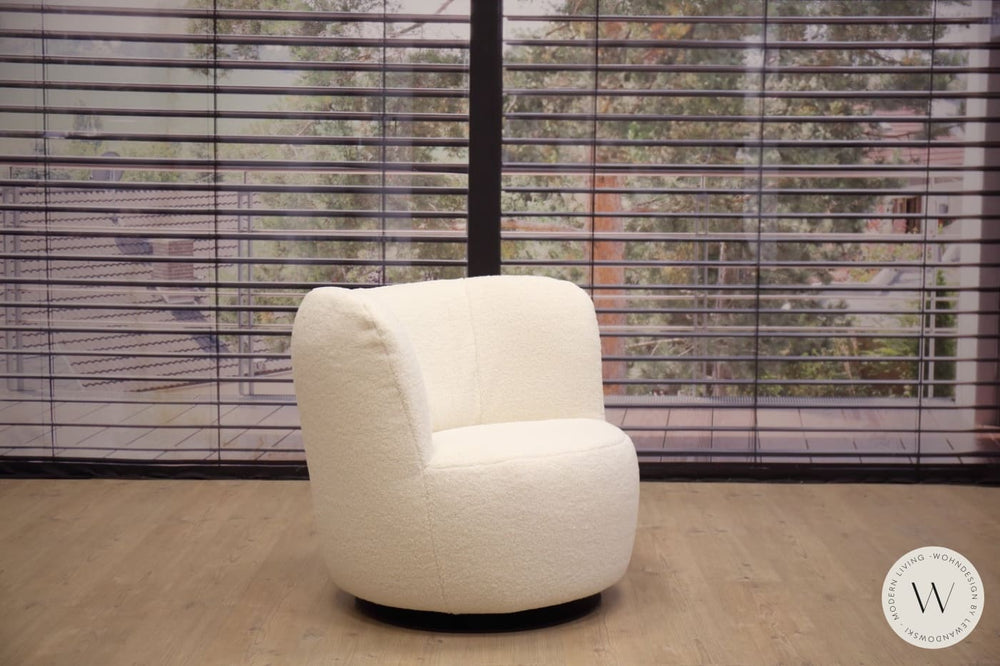 1x Dreh- & Schaukelsessel Donna inkl. Hocker in Stoff Smart lamb Bullfrog