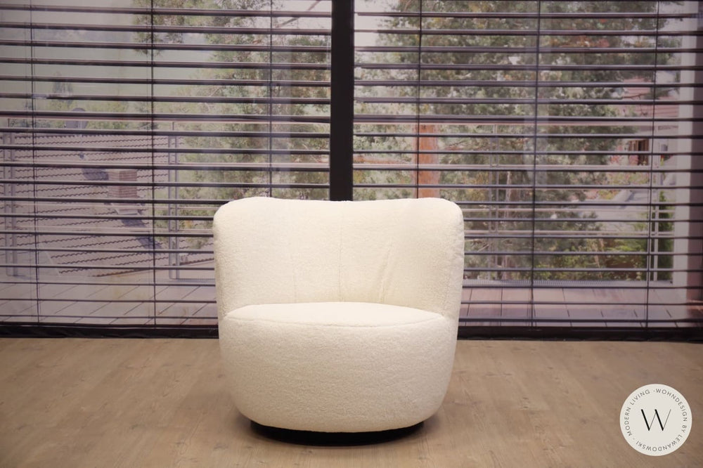1x Dreh- & Schaukelsessel Donna inkl. Hocker in Stoff Smart lamb Bullfrog