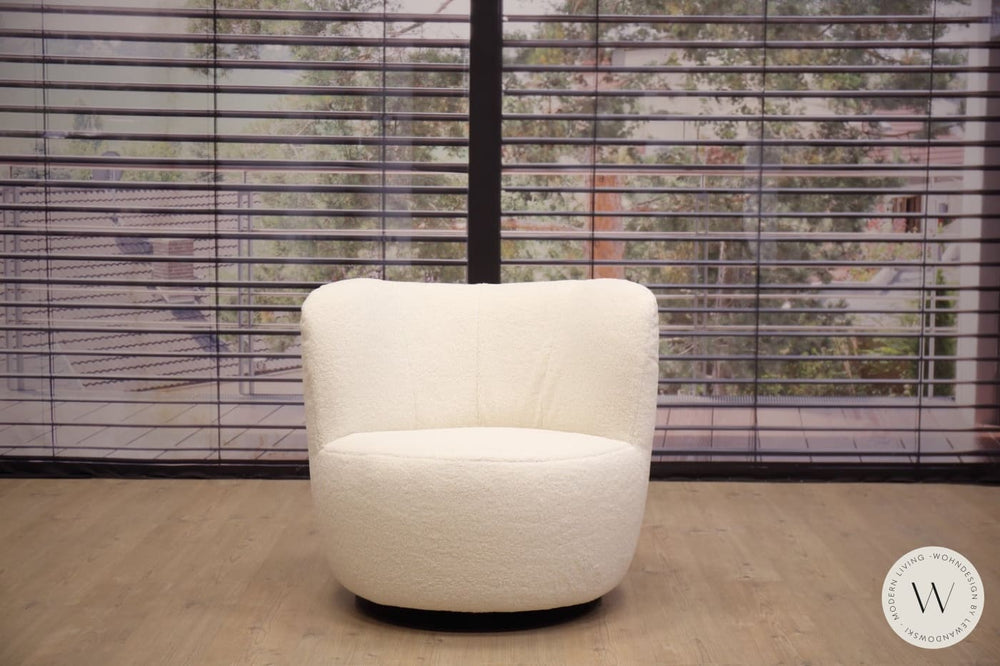 1x Dreh- & Schaukelsessel Donna inkl. Hocker in Stoff Smart lamb Bullfrog