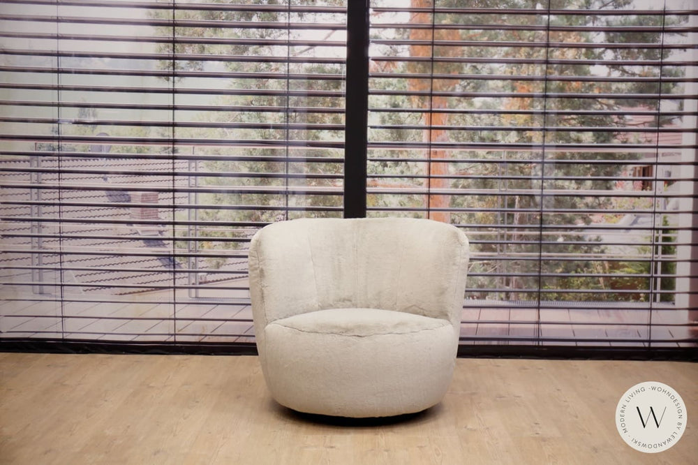 1x Dreh- & Schaukelsessel Modell Donna inkl. Hocker in Stoff Fuzzy Bullfrog
