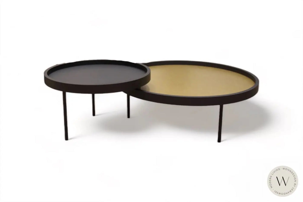 2-Satz Couchtisch Modell H630 in Gold/Schwarz Ronald Schmitt