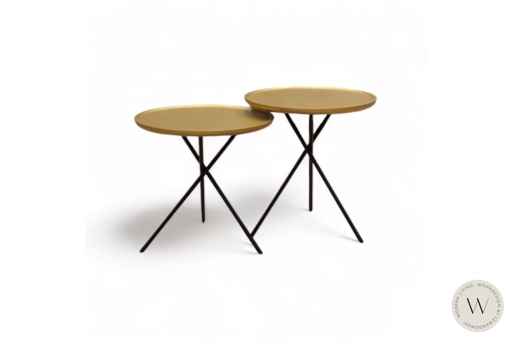 2-Satz Beistelltisch Modell WK 866 Gold Ronald Schmitt
