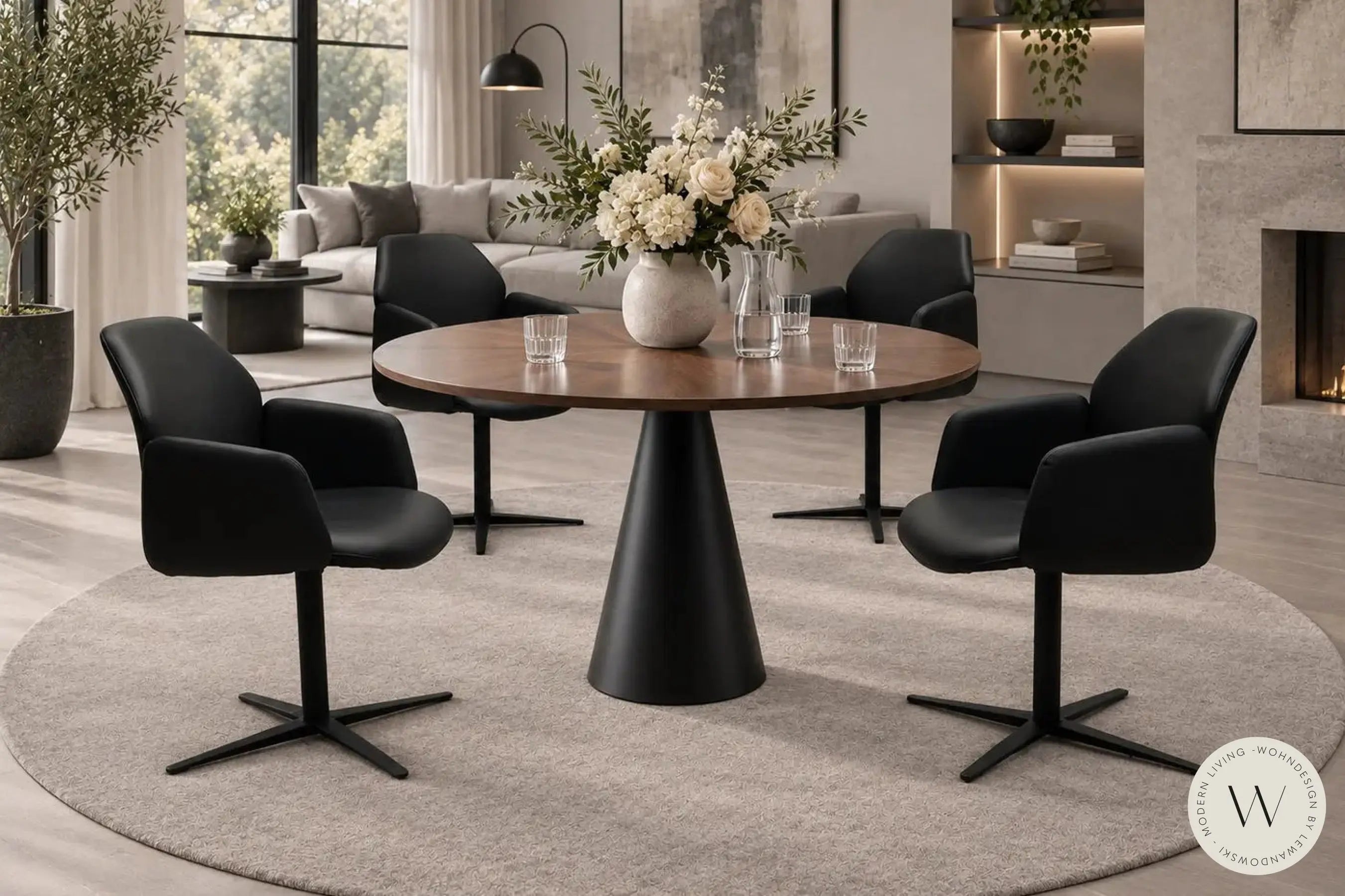 4 Esszimmerstühle Modell RST 216 in Leder schwarz