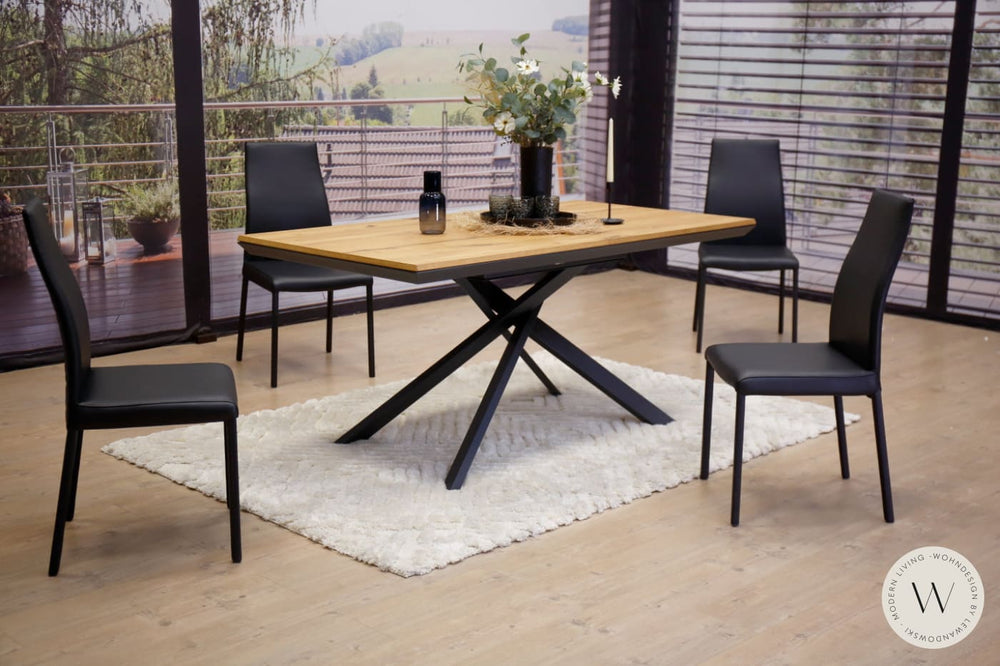 4 Stühle Modell Blitz Plus in Leder nero Ozzio®Italia