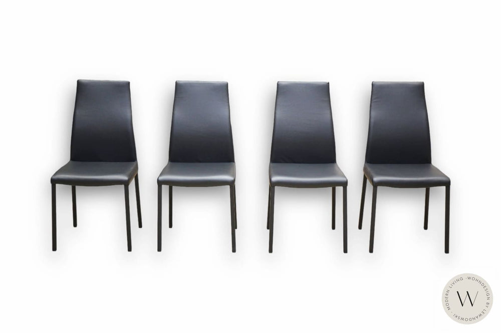 4 Stühle Modell Blitz Plus in Leder nero Ozzio®Italia