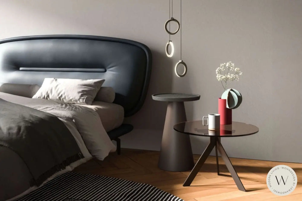 Beistelltisch Modell KONY in Champagne und Platte in Ceramic Emperador Ozzio®Italia