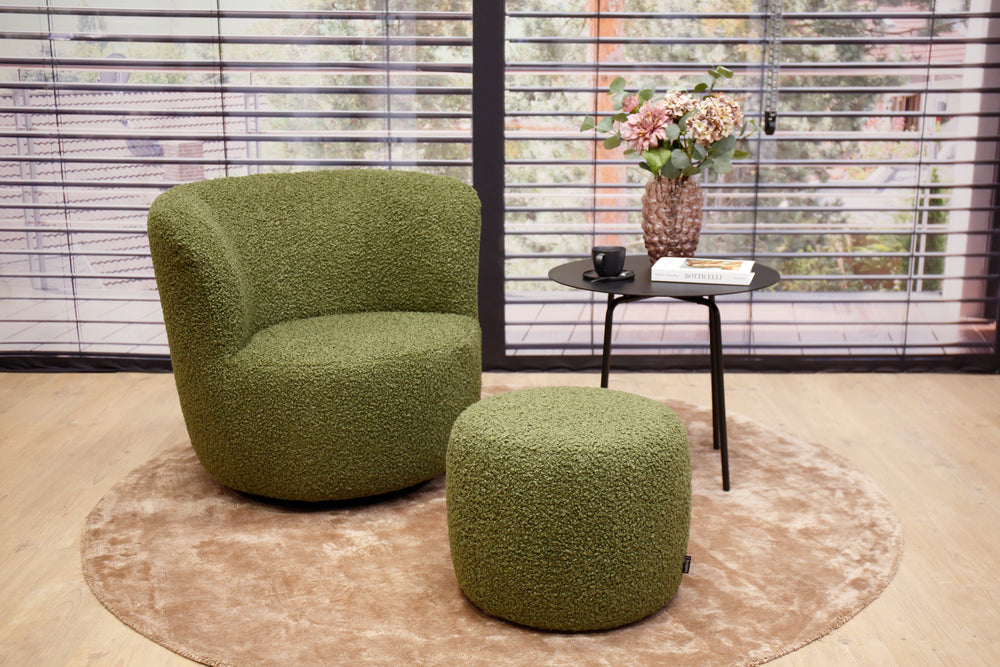 Dreh- & Schaukelsessel Modell Donna inkl. Hocker in Stoff Shaggy