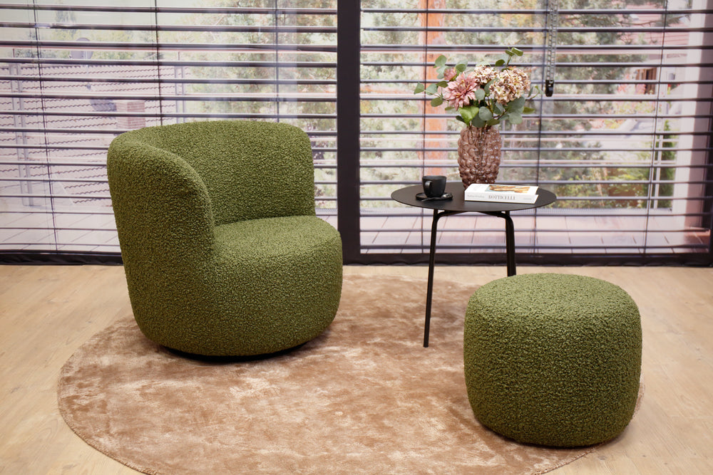 Dreh- & Schaukelsessel Modell Donna inkl. Hocker in Stoff Shaggy
