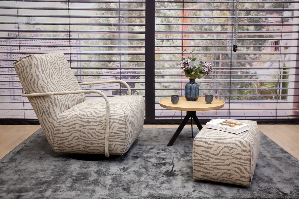 Relaxsessel Twister inkl. Hocker in Stoff Safari graphit Bullfrog