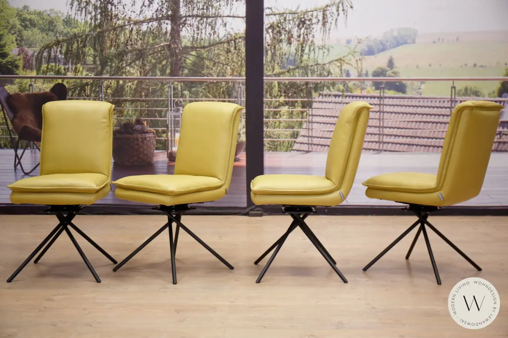 Dinnergruppe Modell Alino inkl. 4 Stühle Leder C Citrus Koinor