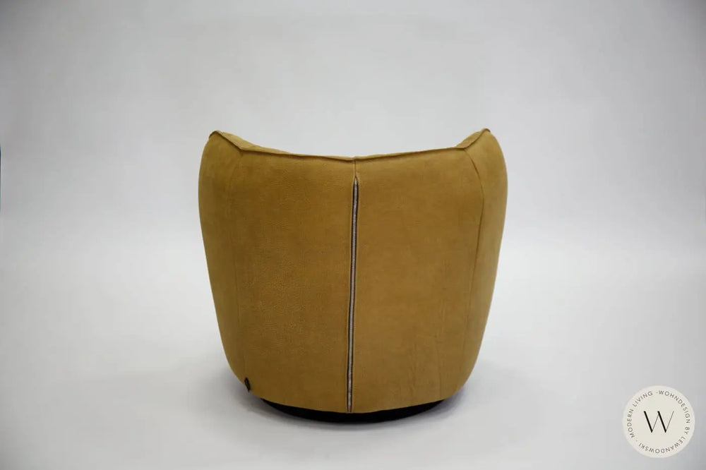 Dreh- & Schaukelsessel Donna inkl. Hocker in Leder Rhino curry Bullfrog