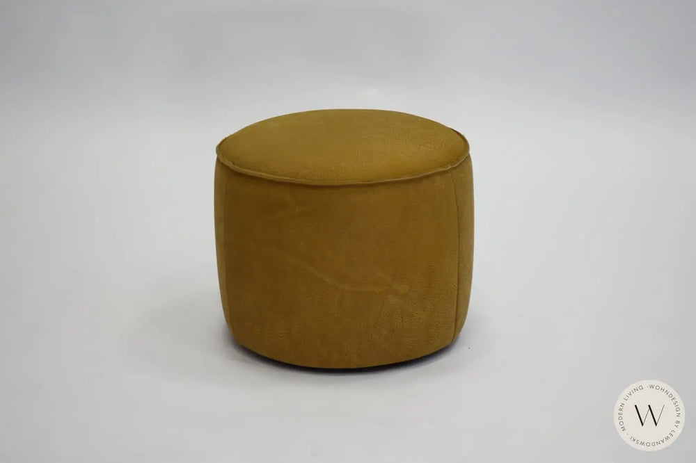Dreh- & Schaukelsessel Donna inkl. Hocker in Leder Rhino curry Bullfrog