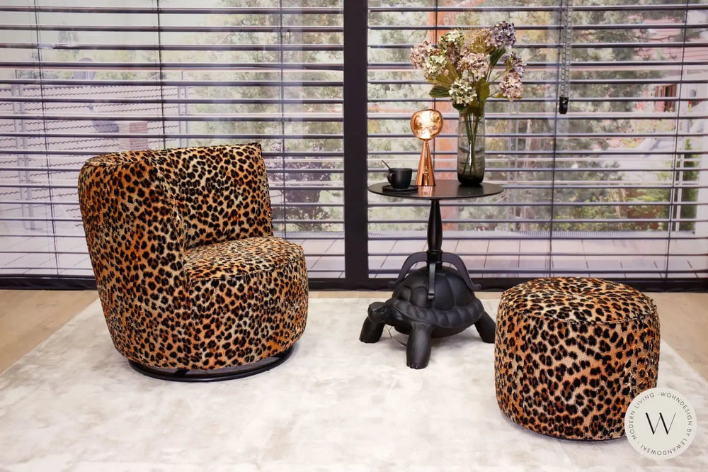 Dreh- & Schaukelsessel Marlene inkl. Hocker Stoff Jaguar Kupfer Bullfrog