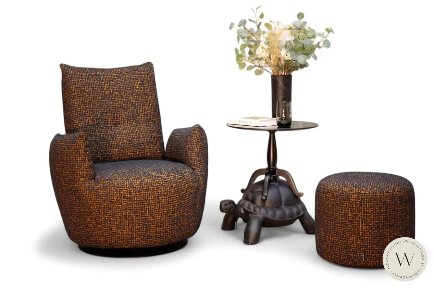 Dreh- & Schaukelsessel Modell Blobb in fine Stoff Feel me