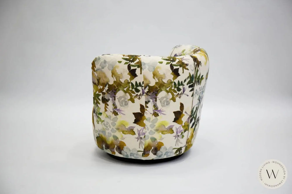 Dreh- & Schaukelsessel Modell Donna mit Hocker in Stoff Impression Bullfrog