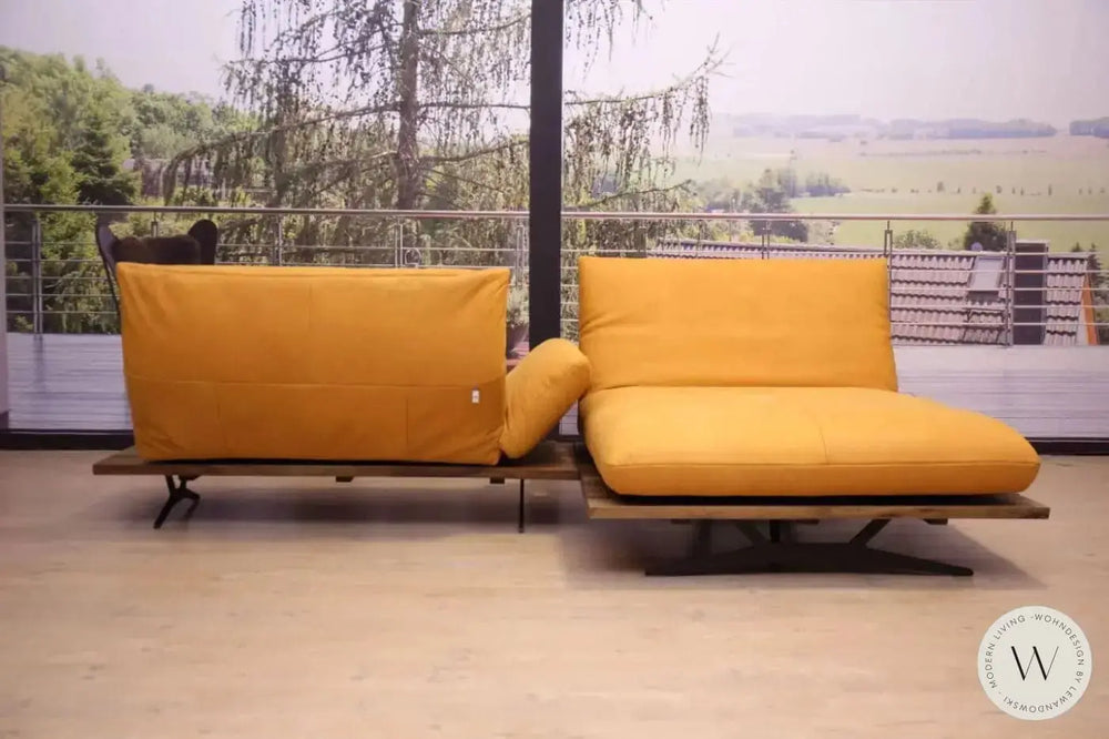 Eckgarnitur Modell Marilyn Leder A India sun mit Wildnussbaum Koinor