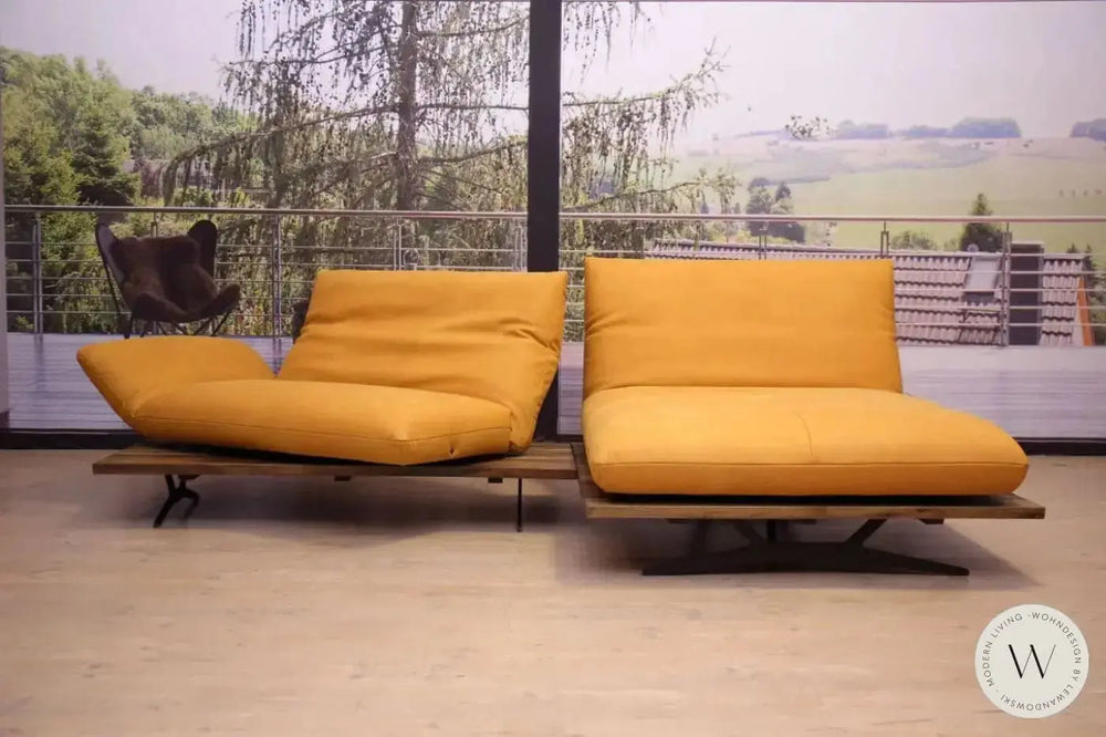 Eckgarnitur Modell Marilyn Leder A India sun mit Wildnussbaum Koinor