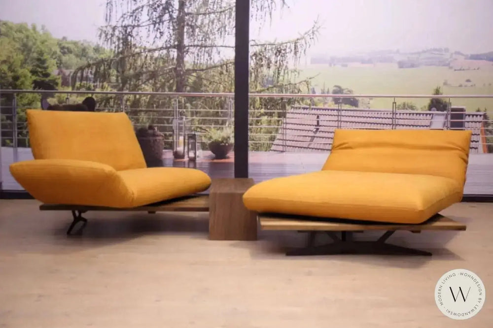 Eckgarnitur Modell Marilyn Leder A India sun mit Wildnussbaum Koinor