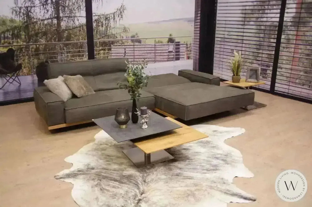 Eckgarnitur Modell Siamo Leder Rhino elefant mit Wildeiche Bullfrog