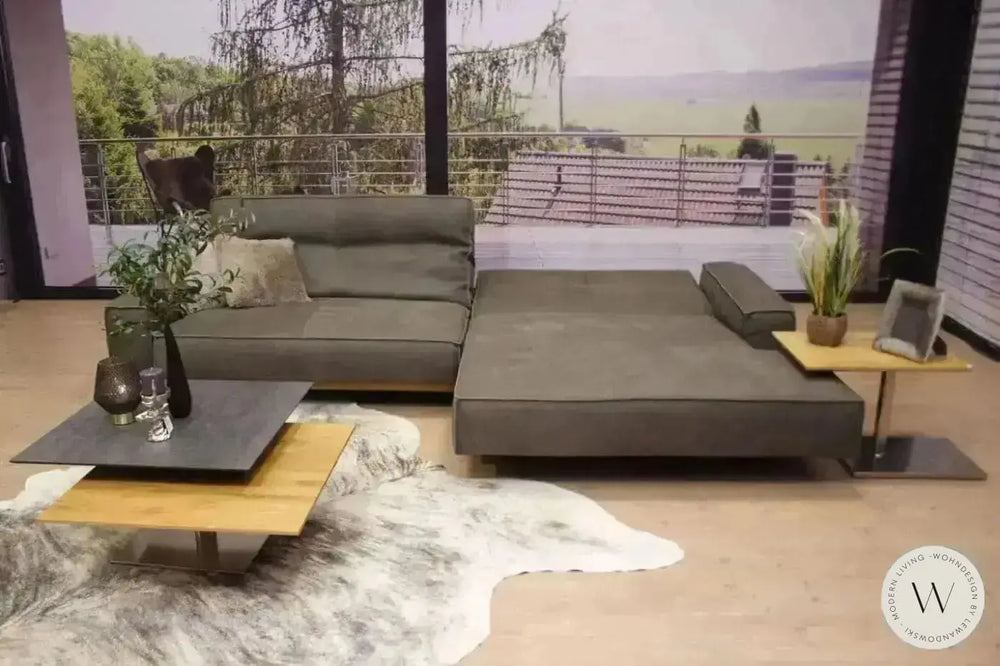 Eckgarnitur Modell Siamo Leder Rhino elefant mit Wildeiche Bullfrog