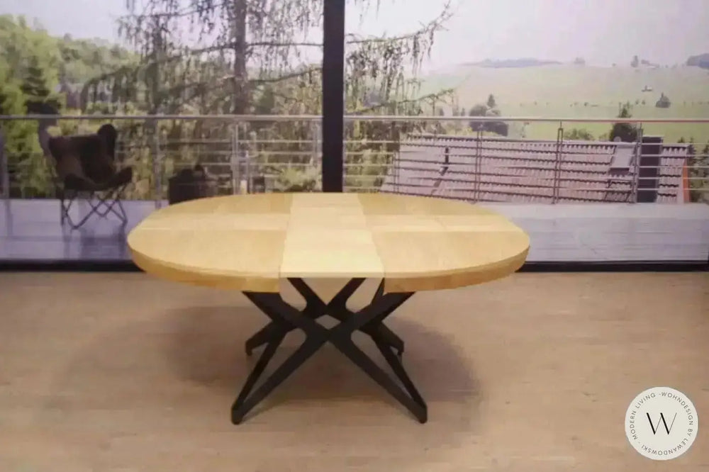 Esstisch Modell Big Round (ausziehbar) in Wildeiche natur Ozzio®Italia