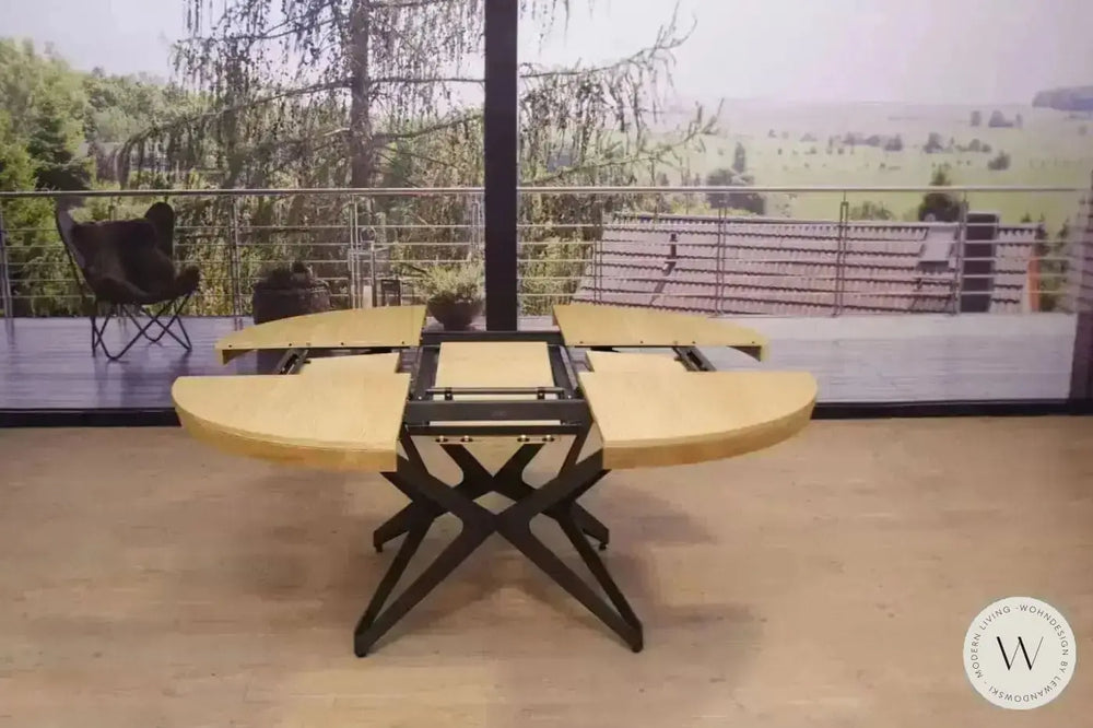 Esstisch Modell Big Round (ausziehbar) in Wildeiche natur Ozzio®Italia