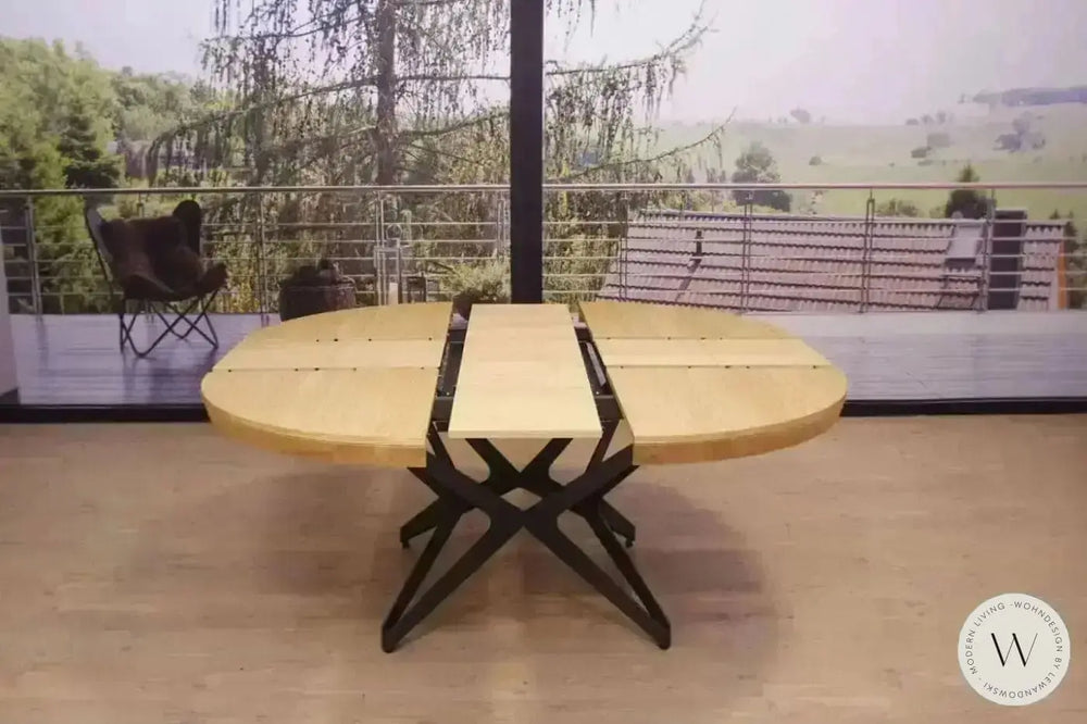 Esstisch Modell Big Round (ausziehbar) in Wildeiche natur Ozzio®Italia