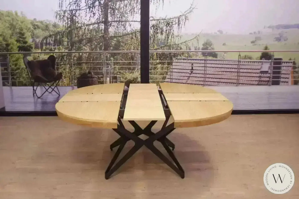 Esstisch Modell Big Round (ausziehbar) in Wildeiche natur Ozzio®Italia