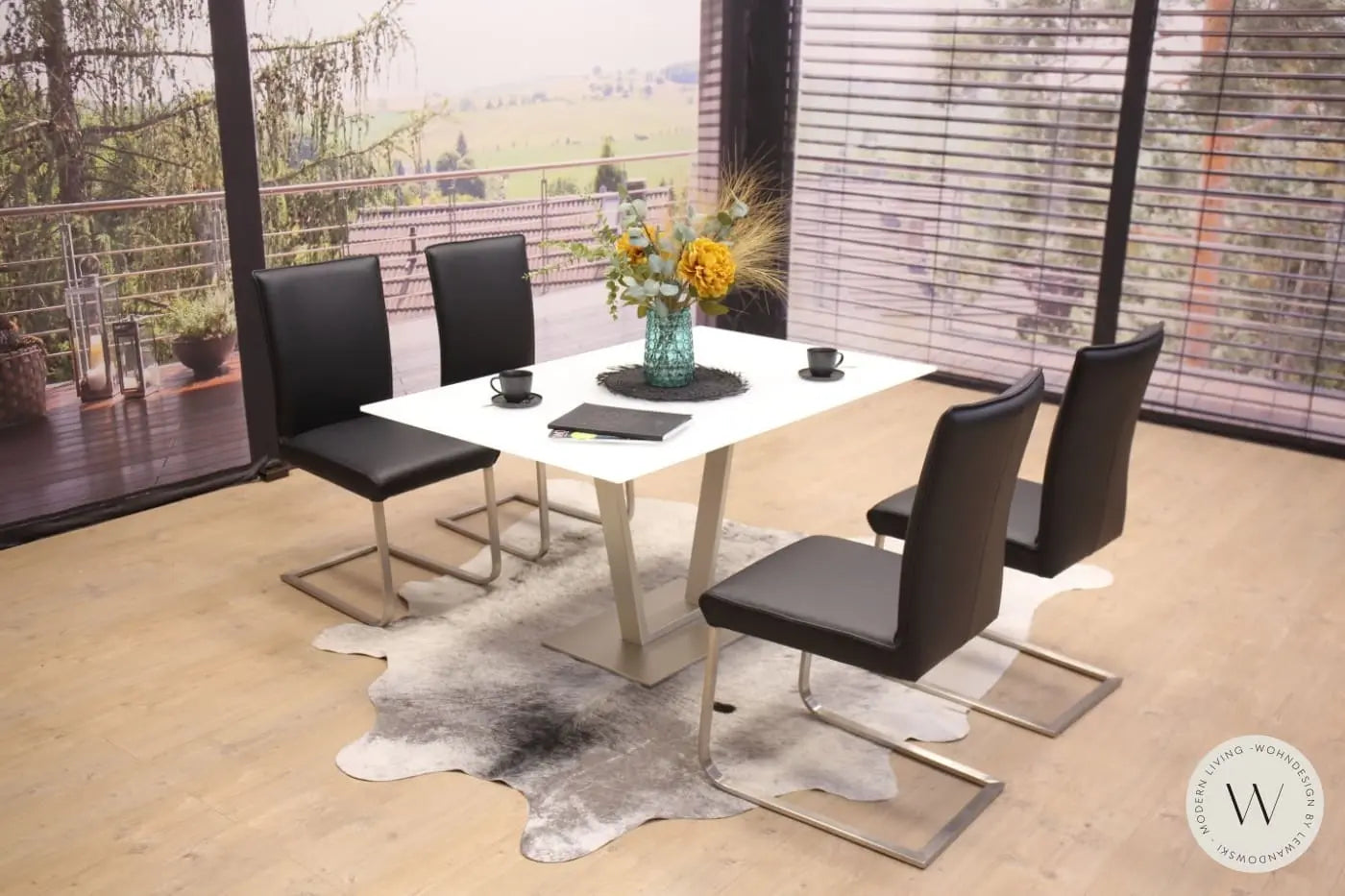 Esstisch Modell P 4400/E ausziehbar in Optiwhite 140 cm