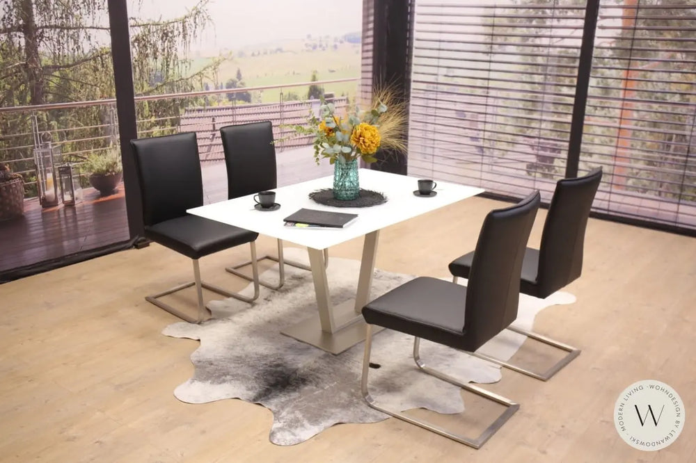 Esstisch Modell P 4400/E ausziehbar in Optiwhite 140 cm Ronald Schmitt