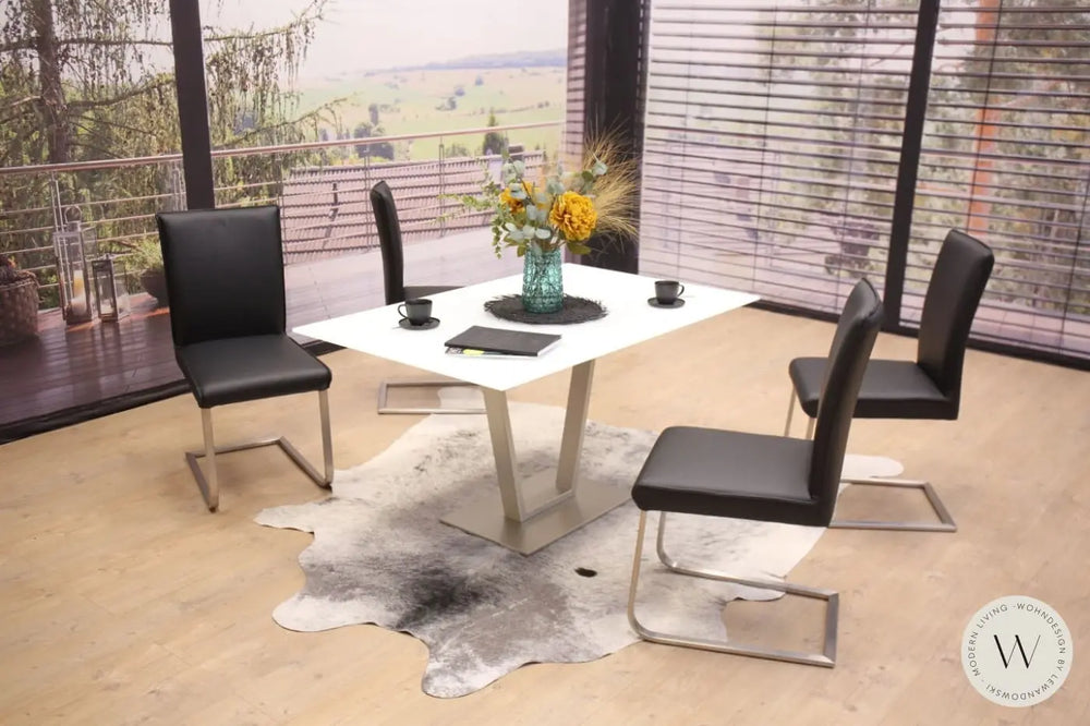 Esstisch Modell P 4400/E ausziehbar in Optiwhite 140 cm Ronald Schmitt