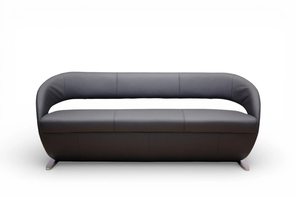 Esstischgruppe Wave Bank + 4 Stühle in Leder Bronco K+W Silaxx