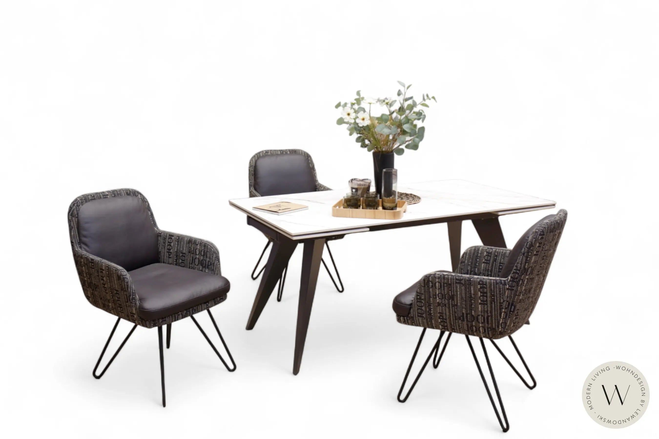 JOOP Stuhl 6553 in Leder/ Stoff Kombination