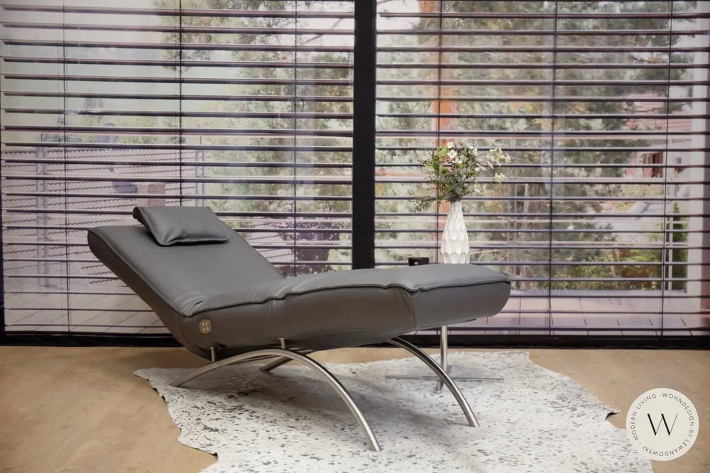 Jonas Relaxliege inkl. Nackenkissen in Leder A Soft platin Koinor