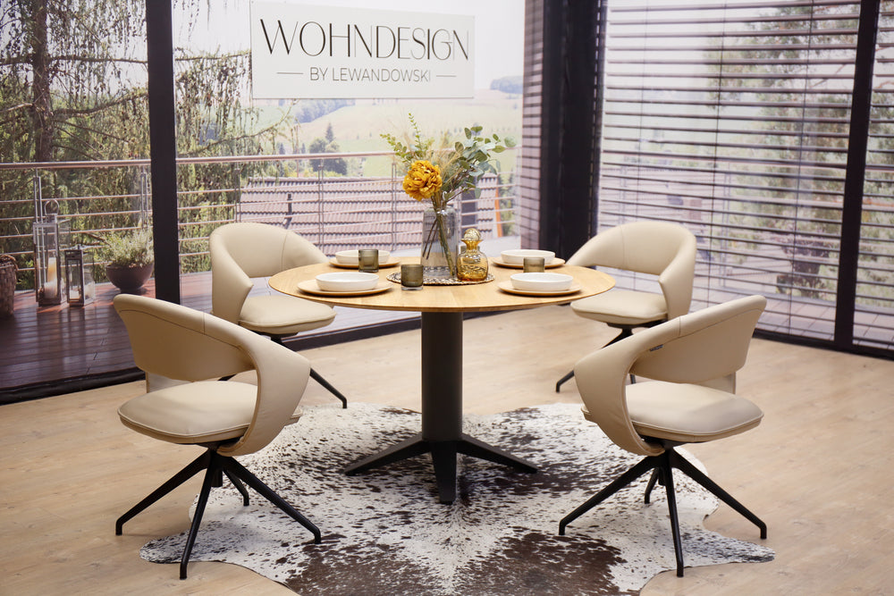 4 Esszimmerstühle Modell 1285 in Leder B Bull sabbia