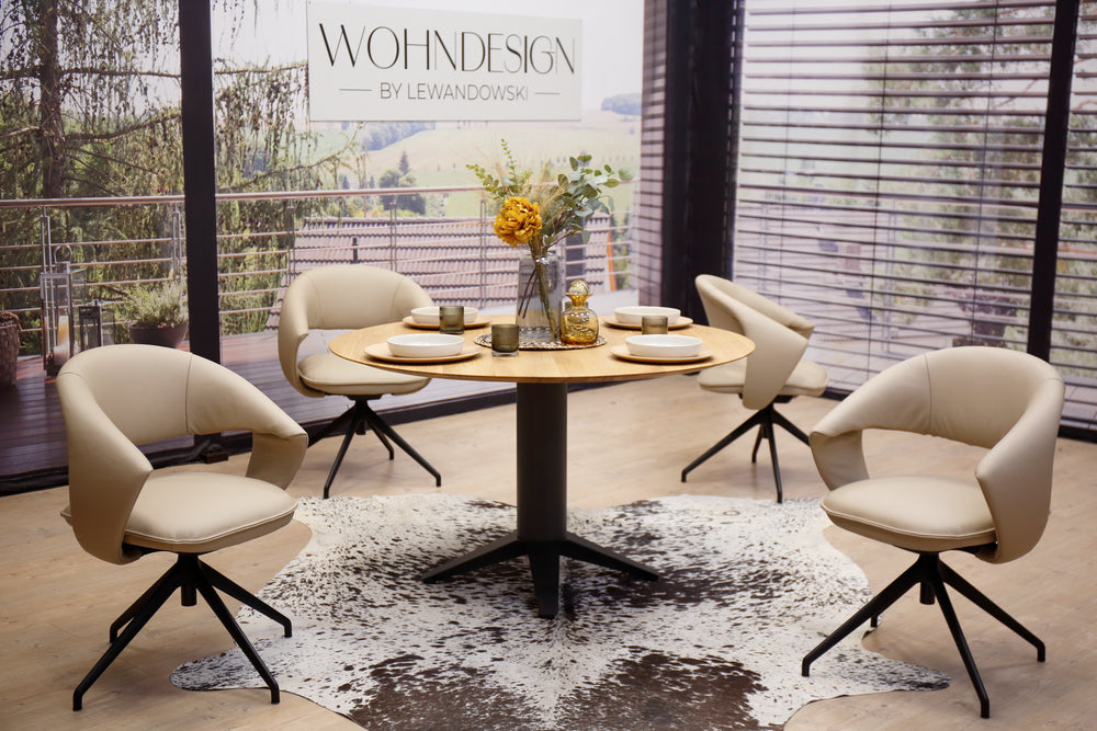 4 Esszimmerstühle Modell 1285 in Leder B Bull sabbia